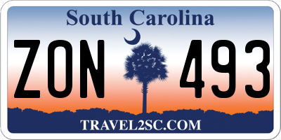 SC license plate ZON493