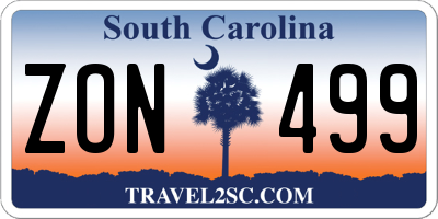 SC license plate ZON499