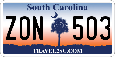 SC license plate ZON503