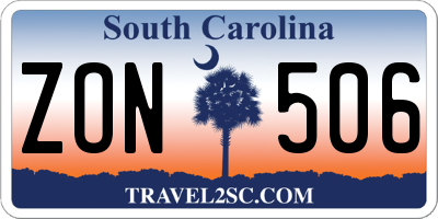 SC license plate ZON506