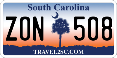 SC license plate ZON508