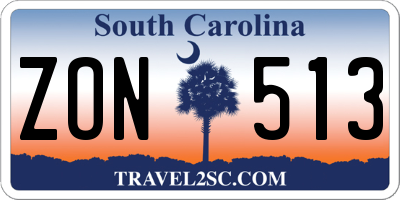 SC license plate ZON513