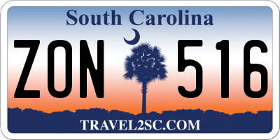 SC license plate ZON516