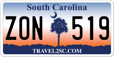SC license plate ZON519