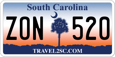 SC license plate ZON520