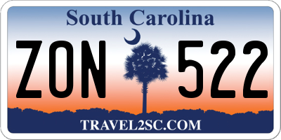 SC license plate ZON522