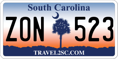 SC license plate ZON523
