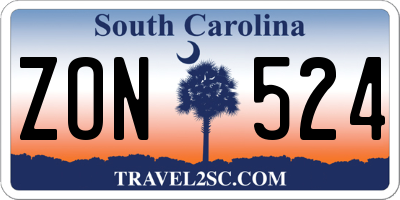 SC license plate ZON524