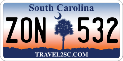 SC license plate ZON532