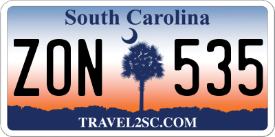 SC license plate ZON535