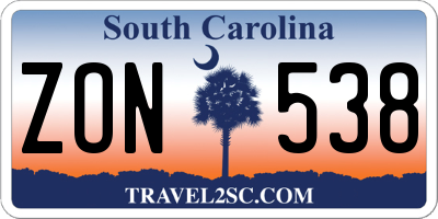 SC license plate ZON538