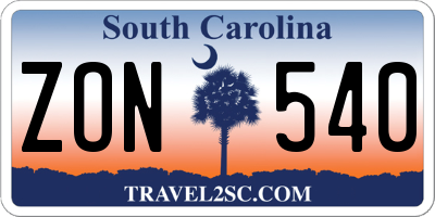 SC license plate ZON540