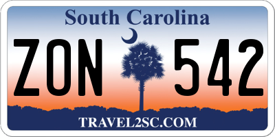 SC license plate ZON542