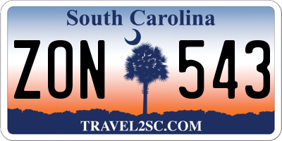 SC license plate ZON543