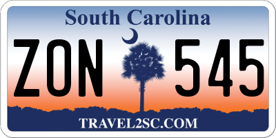 SC license plate ZON545