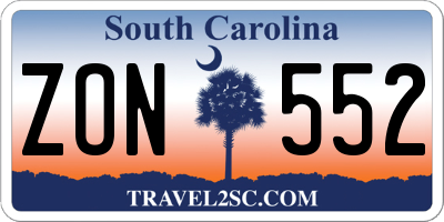 SC license plate ZON552