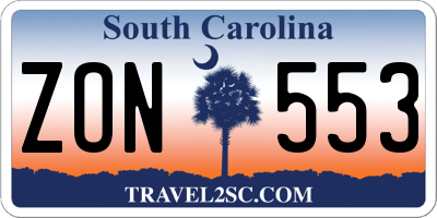 SC license plate ZON553