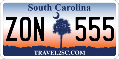 SC license plate ZON555