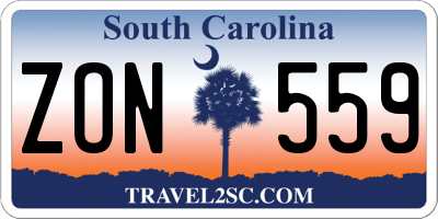 SC license plate ZON559
