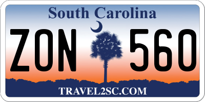 SC license plate ZON560