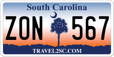 SC license plate ZON567