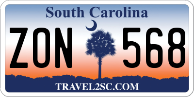 SC license plate ZON568