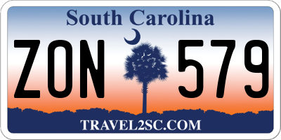 SC license plate ZON579