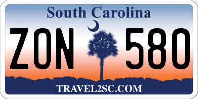 SC license plate ZON580
