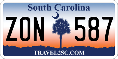 SC license plate ZON587