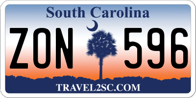SC license plate ZON596