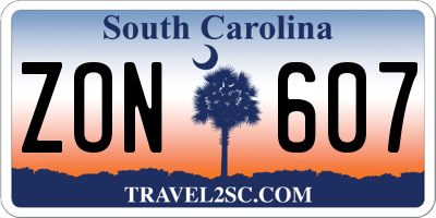 SC license plate ZON607