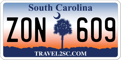 SC license plate ZON609