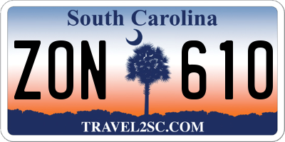 SC license plate ZON610