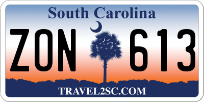 SC license plate ZON613
