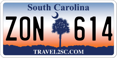 SC license plate ZON614