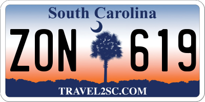 SC license plate ZON619
