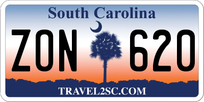 SC license plate ZON620