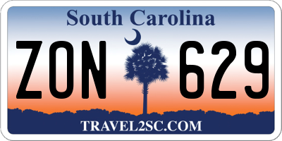 SC license plate ZON629