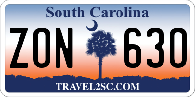 SC license plate ZON630