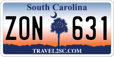 SC license plate ZON631