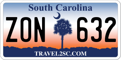 SC license plate ZON632