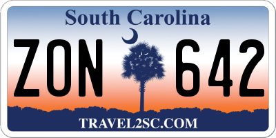 SC license plate ZON642