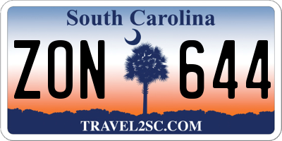 SC license plate ZON644