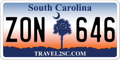 SC license plate ZON646