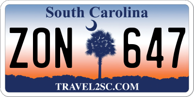 SC license plate ZON647
