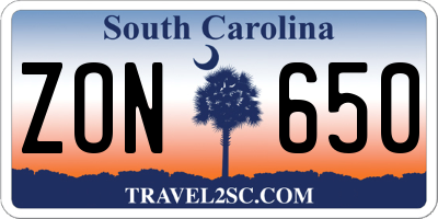 SC license plate ZON650