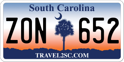 SC license plate ZON652