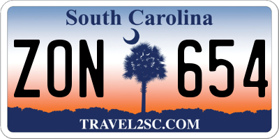 SC license plate ZON654
