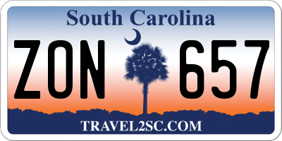 SC license plate ZON657