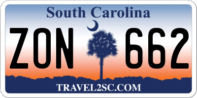 SC license plate ZON662